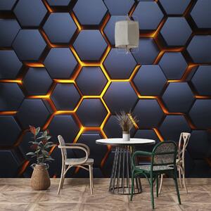 Carta da parati murale Esagono con luci arancioni, Carta da parati popolare, Carta da parati popolare, u93570 - Muralas.it