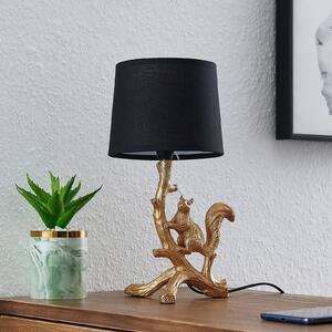 Lindby Squira lampada da tavolo di stoffa nero-oro