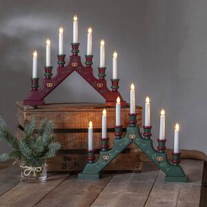 STAR TRADING Candelabro rosso Sara Tradition, 7 luci