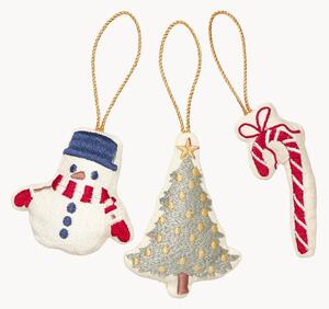 Set di 3 addobbi per Albero in cotone fatti a mano Snowman