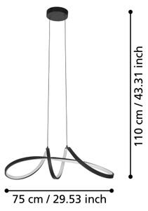 Eglo 901159 - LED RGBW Lampadario dimmerabile a sospensione con filo CALAROSSA-Z LED/22W/230V nero