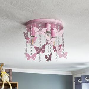 Eko-Light Plafoniera Angelica in rosa con farfalle