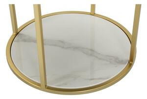 Comodino crema imbottito 1 cassetto con struttura dorata ø42x48 cm