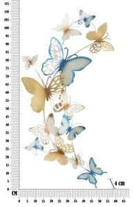 Pannello decorativo da muro con design a farfalle 59,5X4X111,5 cm Butterflies oro/celeste