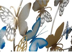 Pannello decorativo da muro con design a farfalle 132X3,5X95,5 cm Butterflies oro/celeste