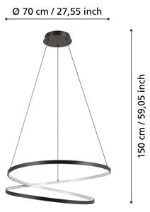 Eglo 901138 - Lampadario LED a sospensione con filo RUOTALE LED/42W/230V 3000K nero