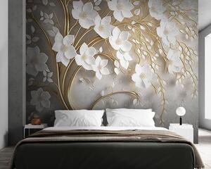 Carta da parati albero con fiori bianchi, Carta da parati 3D, Carta da parati Fiori 3D, u94015 : Uwalls.it