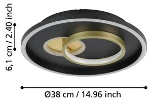 Eglo 901244 - Plafoniera LED TIRIOLO LED/14W/230V+LED/8,5W nero/oro