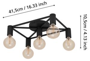 Eglo 43721 - Plafoniera SPEKE 5xE27/40W/230V nero