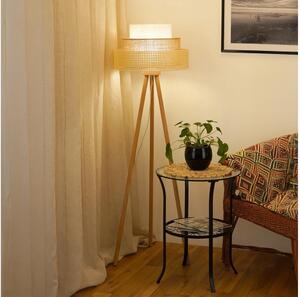 Brilagi - Lampada da terra CEDAR LUNETA 1xE27/15W/230V rattan/marrone/crema