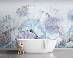 Carta da parati Ninfee blu e viola - ninfee con texture grunge, Carta da parati Floreale, u94274 : Uwalls.it