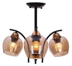 Lampadario a sospensione con supporto rigido MERRA 3xE27/40W/230V nero/beige