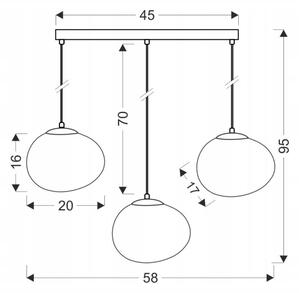 Lampadario a sospensione con filo STONES 3xE27/40W/230V