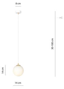 Lampadario a sospensione con filo ROYAL 1xE14/10W/230V diametro 14 cm bianco