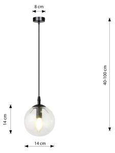Lampadario a sospensione con filo COSMO 1xE14/10W/230V diametro 14 cm nero/limpido