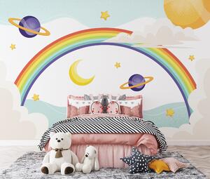 Carta da parati Arcobaleno tra le nuvole, i pianeti, le stelle, Carta da parati per Bambini, u94327 : Uwalls.it