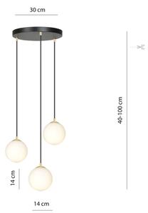 Lampadario a sospensione con filo ROYAL 3xE14/10W/230V diametro 30 cm nero