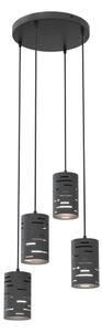 Lampadario a sospensione con filo TANK 4xE27/15W/230V nero