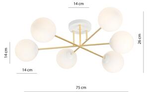 Lampadario a sospensione con supporto rigido MAGNUM 6xE14/10W/230V bianco/oro