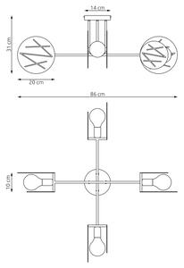 Lampadario a sospensione con supporto rigido FRICK 4xE27/15W/230V nero
