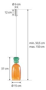Lampada a sospensione Lucande LED Fay, arancione/verde scuro, vetro, Ø 15