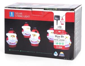 Aigostar - Catena solare a LED, 10 LED, 3,8 m, IP44, bianco freddo
