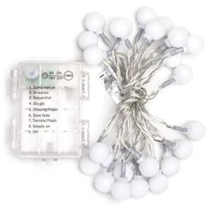 Aigostar - Catena luminosa LED per esterni, 25 LED, alimentazione 3x AA, 8 funzioni, 2,8 m, IP44, bianco freddo