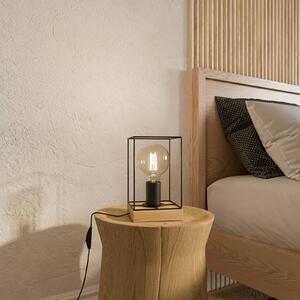 Lampada da Tavolo Vintage, Lampada da Tavolo in Metallo Nero e Legno,  Design Elegante e Minimale Lampada da Comodino Nero, E27 Lampada da  Scrivania Industriale per Soggiorno, Camera da Letto : 