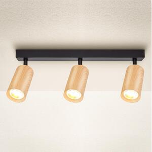 Brilagi - Faretto SELE 3xGU10/30W/230V nero/decorazioni in rovere