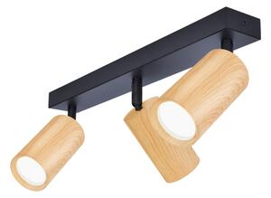 Brilagi - Faretto SELE 3xGU10/30W/230V nero/decorazioni in rovere