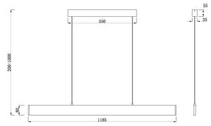 Maytoni P010PL-L30B4K- Lampadario LED a sospensione con filo STEP LED/30W/230V 4000K 118,5 cm nero