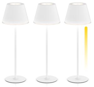 Lampada da tavolo LED Brandson, set da 3 pezzi, senza fili, con batteria ricaricabile, dimmerabile e con 3 tonalità di luce, autonomia fino a 60 ore con batteria da 4800 mAh, controllo touch, lampada a batteria, 3 pezzi, colore bianco