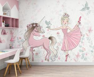 Carta da parati principessa e unicorno, Carta da parati per Bambini, Carta da parati per Ragazze, u95007 : Uwalls.it