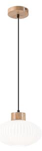 Lampadario a sospensione con filo HARMONY 1xE27/15W/230V diametro 25 cm bianco/quercia