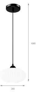 Lampadario a sospensione con filo HARMA 1xE27/15W/230V diametro 25 cm bianco/nero