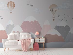 Carta da parati Montagne innevate rosa con le palle, Carta da parati per Bambini, Carta da parati per Ragazze, u95232 : Uwalls.it