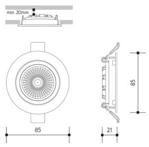 Lampada LED da incasso LED/6W/230V 3000K diametro 8,5 cm nero