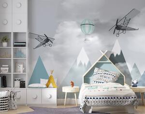Carta da parati Montagne, aerei, palloncini, Carta da parati per Bambini, Carta da parati per Ragazzo, u95370 : Uwalls.it