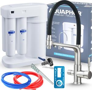 Rubinetto da cucina a 3 vie Ari Flexible con doccetta estraibile, acciaio inox, beccuccio girevole, per filtro acqua, monocomando