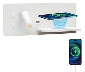 Immax 08285L-LED Applique con ripiano, USB e ricarica wireless LED/3W/230V + LED/3W