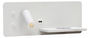Immax 08285L-LED Applique con ripiano, USB e ricarica wireless LED/3W/230V + LED/3W