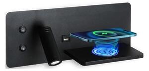 Immax 08287L-LED Applique con ripiano, USB e ricarica wireless LED/3W/230V + LED/3W