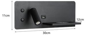 Immax 08287L-LED Applique con ripiano, USB e ricarica wireless LED/3W/230V + LED/3W