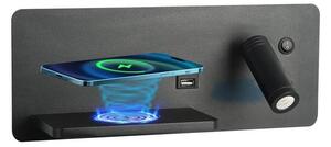 Immax 08288L-LED Applique con ripiano, USB e ricarica wireless LED/3W/230V + LED/3W