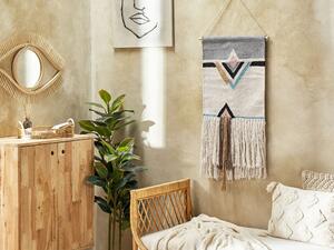 Decorazione da parete cotone beige e multicolore mano con nappe motivo geometrico stile boho soggiorno camera da letto Beliani