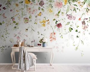 Carta da parati Composizioni ad acquerello con fiori da giardino, Carta da parati Floreale, u95507 : Uwalls.it