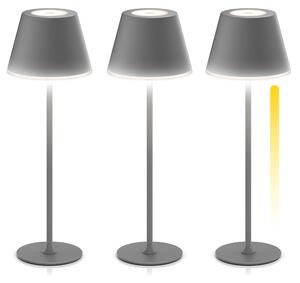 Lampada da tavolo LED Brandson, set da 3 pezzi, senza fili, con batteria ricaricabile, dimmerabile e con 3 tonalità di luce, autonomia fino a 60 ore con batteria da 4800 mAh, controllo touch, lampada a batteria, 3 pezzi, colore antracite
