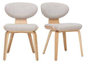 Sedie in tessuto effetto velluto testurizzato beige e legno chiaro (set di 2) YELLE