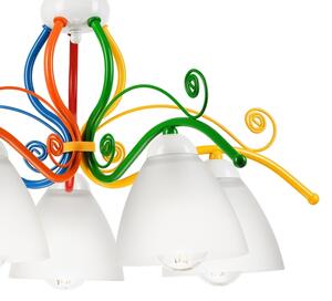 Lampadario a sospensione con catena RETRO 5xE27/60W/230V bianco/colorato