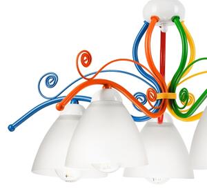 Lampadario a sospensione con catena RETRO 5xE27/60W/230V bianco/colorato